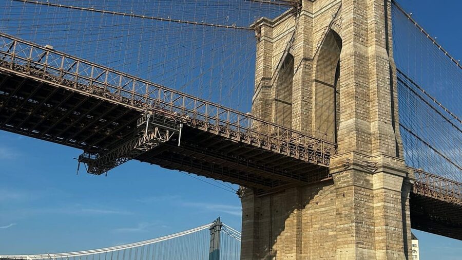 NYC Views from Brooklyn Bridge & DUMBO with Ferry Tickets - Crossing the Brooklyn Bridge: engineering + the best photo rhythm